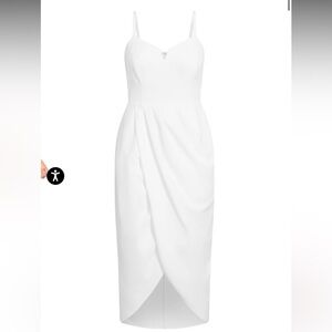 City Chic- Sassy V Dress - White